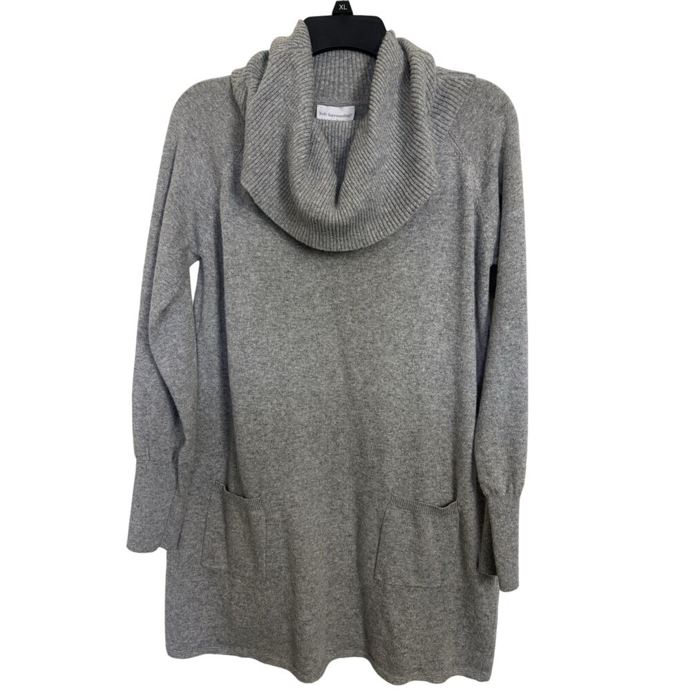 Soft Surroundings Angora Blend Gray Cowl Neck  Mini Sweater Dress S Pockets